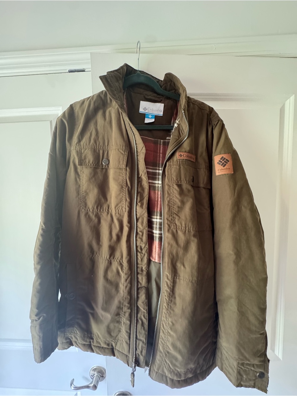 Columbia Olive Green Men's Field Jacket with Plaid Lining